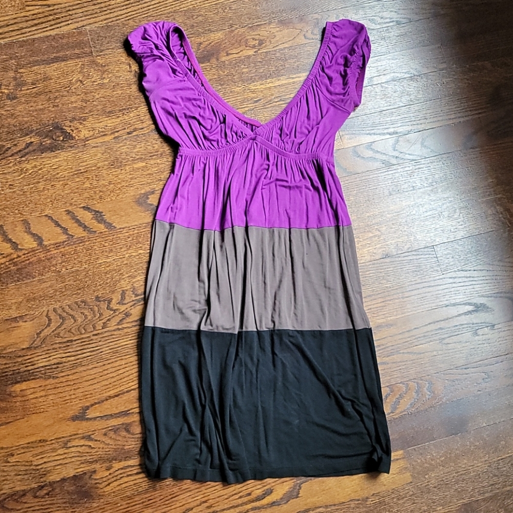 Block color cotton dress